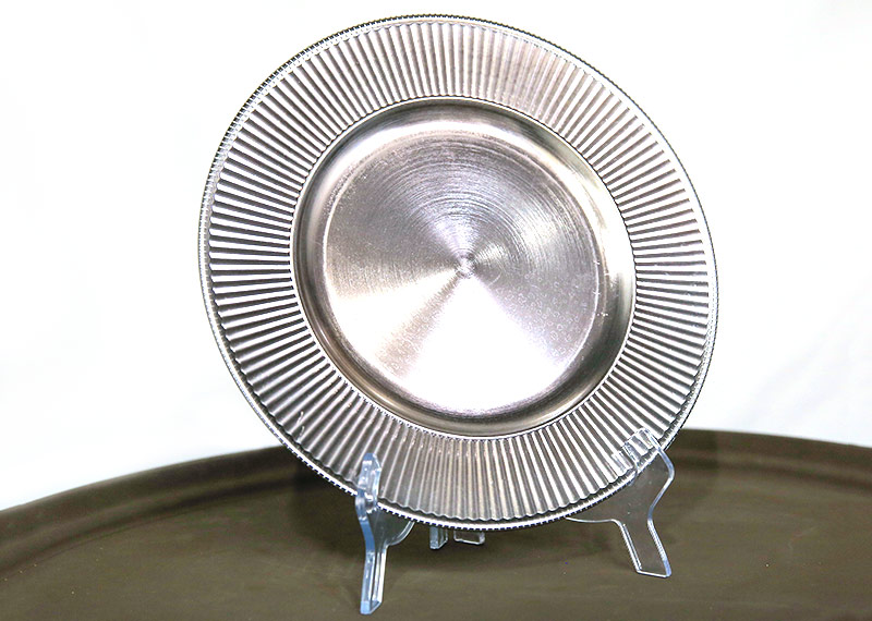 Silver Charger Plate with Sunrays Border